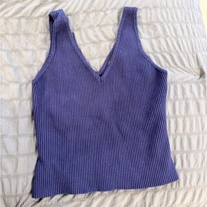 House of Harlow 1960 Ribbed V-Neck Tank Top - Navy